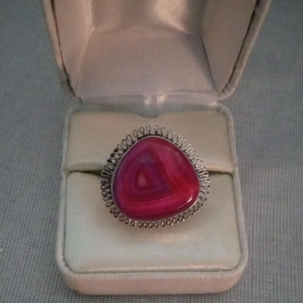 Elegant Pink Stone Silver  925 Ring